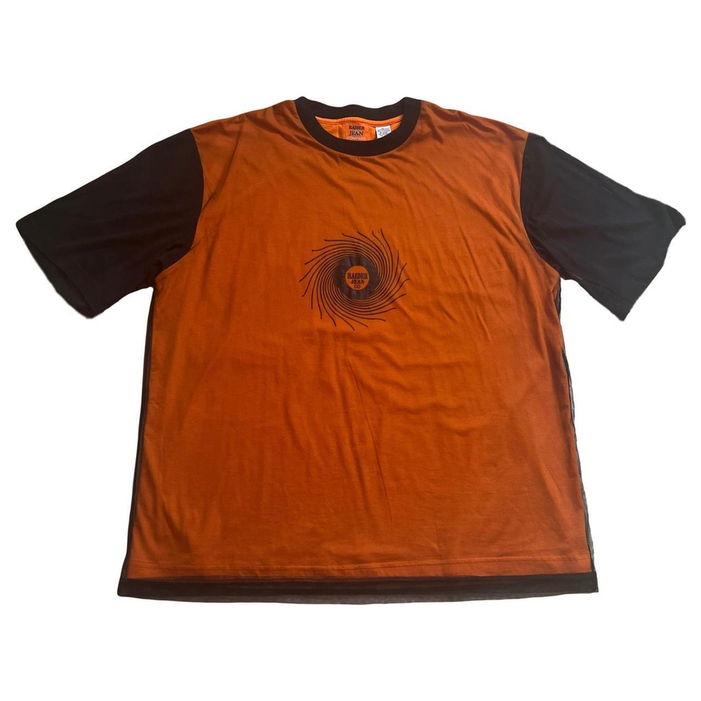 Vintage orange and black oversized tee with mesh overlay